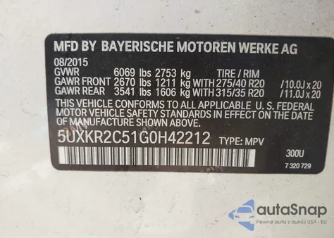 2016 BMW X5 Sdrive35I z USA, uszkodzony, nr VIN 5UXKR2C51G0842212